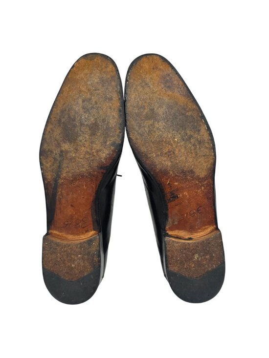 Vintage Bally Italy Soft Black Leather Dress Shoes Mens size 9 Apron-toe Oxfords
